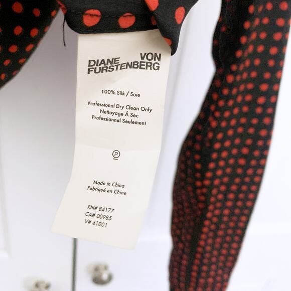 Diane von Furstenberg Dot Print Silk Drape Front Blouse (READY) - Picture 9 of 12